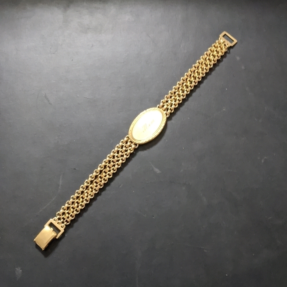 Speidel Custom "Kim" Gold Electroplate Three Strand ID Statement Bracelet